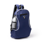 Zaino sportivo con logo multitasche con foro cuffie color blu reale prima vista d'uso