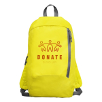 Zaino in poliestere con tasca frontale e spallacci regolabili color rosso vista dettaglio 4