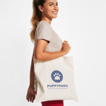 Shopper in cotone naturale con manico lungo 140 g/m2 color naturale vista dettaglio 1