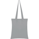 Shopper in tessuto di cotone con manico lungo in vari colori color grigio prima vista d'uso