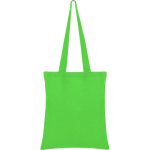 Shopper in tessuto di cotone con manico lungo in vari colori color verde chiaro  seconda vista