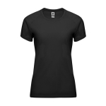 T-shirt tecnica da donna in poliestere 135g/m2 Roly Direct Bahrain color nero seconda vista
