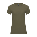 T-shirt tecnica da donna in poliestere 135g/m2 Roly Direct Bahrain color verde militare seconda vista