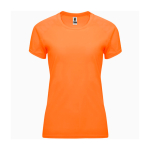 T-shirt tecnica da donna in poliestere 135g/m2 Roly Direct Bahrain color  arancione fluorescente seconda vista
