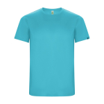 T-shirt tecnica in tessuti riciclati 135 g/m2 Roly Direct Imola color turchese seconda vista