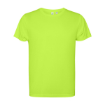 T-shirt tecnica poliestere riciclato 125g/m2 Roly Direct Estoril color verde fluorescente seconda vista