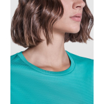 T-shirt tecnica poliestere riciclato 125 g/m2 Roly Direct Estoril color verde smeraldo vista dettaglio 1