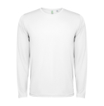 T-shirt tecnica lunga poliestere 125g/m2 Roly Direct Estoril L/S color bianco seconda vista