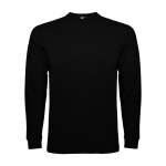 T-shirt lunga cotone polsini costine 165g/m2 Roly Direct Pointer color nero seconda vista