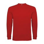 T-shirt lunga cotone polsini costine 165g/m2 Roly Direct Pointer color rosso seconda vista