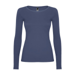 T-shirt donna manica lunga in cotone 160g/m2 Roly Direct Extreme color blu alice seconda vista