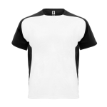 T-shirt tecnica raglan in poliestere 140 g/m2 Roly Direct Bugatti color bianco/nero seconda vista