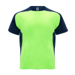 T-shirt tecnica raglan in poliestere 140 g/m2 Roly Direct Bugatti color verde fluorescente seconda vista