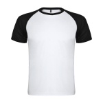 T-shirt sportiva in poliestere 140 g/m2 Roly Direct Indianapolis color bianco/nero seconda vista