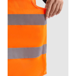 Gilet emergenza con bande riflettenti e chiusura velcro Roly Sirio M-L color  arancione fluorescente vista dettaglio 2