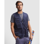 Gilet da lavoro con tasche cotone e poliestere 200g/m2 Roly Venera color blu mare prima vista d'uso