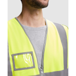 Gilet alta visibilità con tasca e cerniera in poliestere Roly Polux color giallo fluorescente vista dettaglio 2