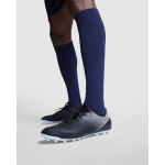 Calzettoni sportivi in poliestere con costine Roly Direct Soccer color blu mare prima vista d'uso