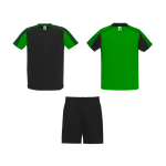 Completo sportivo unisex con 2 t-shirt 140 g/m2 Roly Direct Juve color verde seconda vista