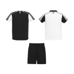 Completo sportivo unisex con 2 t-shirt 140 g/m2 Roly Direct Juve color bianco/nero seconda vista