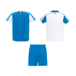 Completo sportivo unisex con 2 t-shirt 140 g/m2 Roly Direct Juve color bianco/blu seconda vista