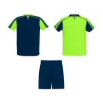 Completo sportivo unisex con 2 t-shirt 140 g/m2 Roly Direct Juve color verde fluorescente seconda vista