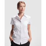Camicia da lavoro a manica corta in poliestere 130 g/m2 Roly Sofia color bianco prima vista d'uso