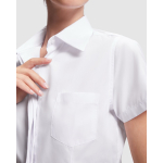 Camicia da lavoro a manica corta in poliestere 130 g/m2 Roly Sofia color bianco vista dettaglio 2