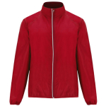 Giacca antivento unisex in poliestere in tessuto tecnico leggero 70 g/m2 Roly Direct Glasgow color rosso prima vista d'uso