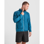 Giacca antivento unisex in poliestere in tessuto tecnico leggero 70 g/m2 Roly Direct Glasgow color blu bondi vista dettaglio 1
