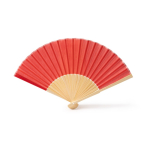 Ventaglio con stecche in bambù e tessuto in poliestere in vari colori color rosso prima vista d'uso