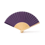 Ventaglio con stecche in bambù e tessuto in poliestere in vari colori color viola seconda vista