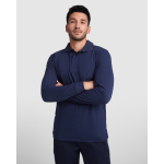 Polo lunga ignifuga con patta a 3 bottoni 220 g/m2 Roly Santana color blu mare prima vista d'uso