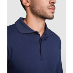 Polo lunga ignifuga con patta a 3 bottoni 220 g/m2 Roly Santana color blu mare vista dettaglio 2
