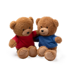 Orsetto di peluche con maglietta in poliestere e tocco ultra morbido color rosso vista dettaglio 1