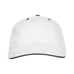 Cappellino in cotone a 6 pannelli con chiusura in velcro posteriore color bianco seconda vista
