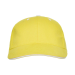 Cappellino in cotone a 6 pannelli con chiusura in velcro posteriore color giallo seconda vista