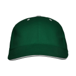 Cappellino in cotone a 6 pannelli con chiusura in velcro posteriore color verde bottiglia seconda vista