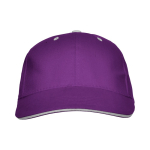 Cappellino in cotone a 6 pannelli con chiusura in velcro posteriore color viola seconda vista