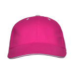 Cappellino in cotone a 6 pannelli con chiusura in velcro posteriore color fucsia seconda vista