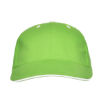 Cappellino in cotone a 6 pannelli con chiusura in velcro posteriore color verde chiaro  seconda vista