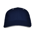 Cappellino in cotone a 6 pannelli con chiusura in velcro posteriore color blu mare seconda vista