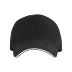 Cappellino a 5 pannelli con visiera a contrasto in cotone 170 g/m2 color nero seconda vista