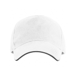 Cappellino a 5 pannelli con visiera a contrasto in cotone 170 g/m2 color bianco seconda vista