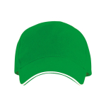 Cappellino a 5 pannelli con visiera a contrasto in cotone 170 g/m2 color verde seconda vista