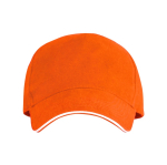 Cappellino a 5 pannelli con visiera a contrasto in cotone 170 g/m2 color arancione seconda vista