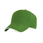 Cappellino a 5 pannelli con visiera a contrasto in cotone 170 g/m2 color turchese prima vista d'uso