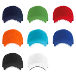 Cappellino a 5 pannelli con visiera a contrasto in cotone 170 g/m2 color turchese vista dettaglio 2