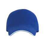 Cappellino a 5 pannelli con visiera a contrasto in cotone 170 g/m2 color blu reale seconda vista