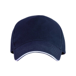 Cappellino a 5 pannelli con visiera a contrasto in cotone 170 g/m2 color blu mare seconda vista